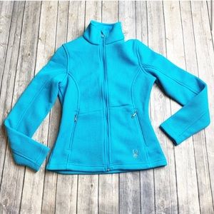 Spyder Endure Full Zip Mid Weight Core Jacket, Aqua waffle knit, Size XS